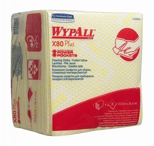 Протирочный материал в пачках WypAll X80 Plus жёлтый (8 пач х 30 л)
